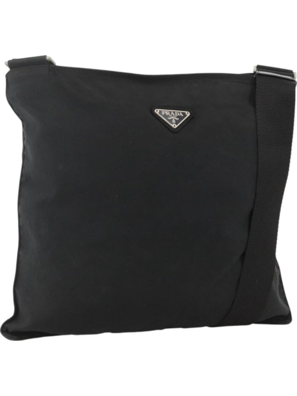 PRADA Shoulder Bag Nylon Black Silver